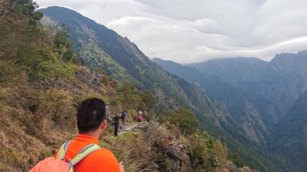 Hikers trekking to mount yushan