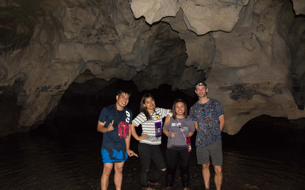 Nathaniel, Alex, Hanah, and Jasper in Lumiang Cave