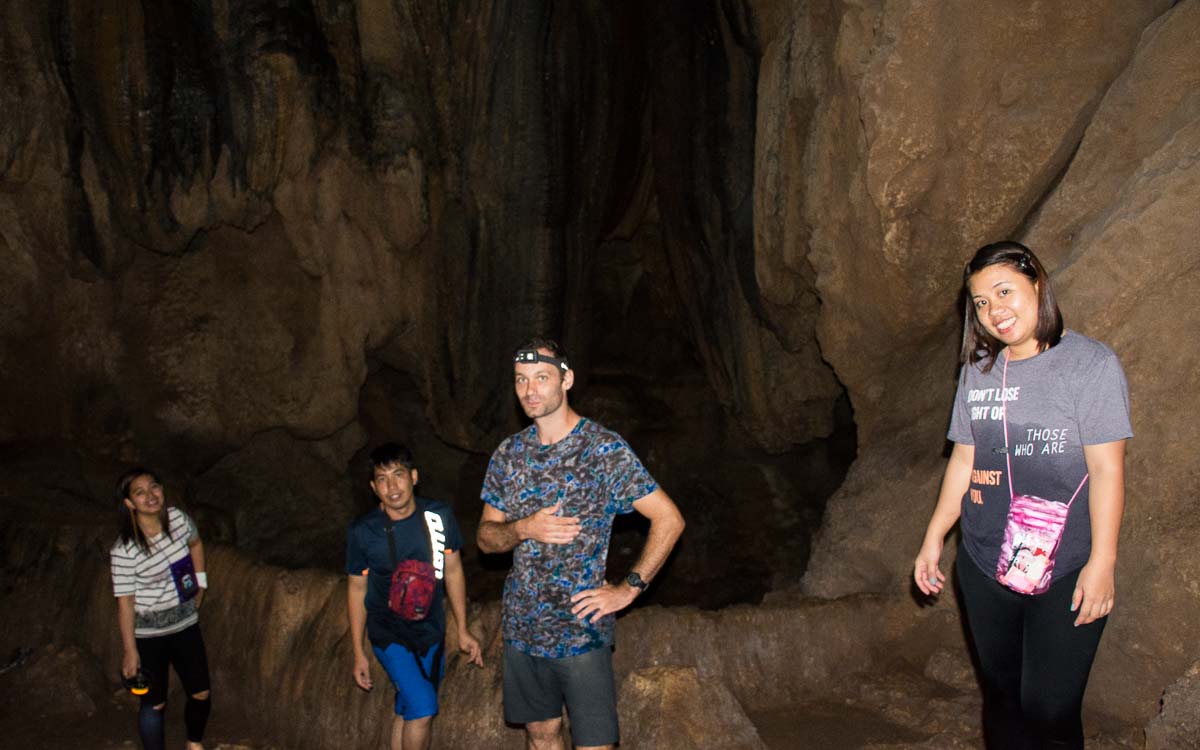 Alex, Nathaniel, Jasper, and Hanah in Sumaguing Cave