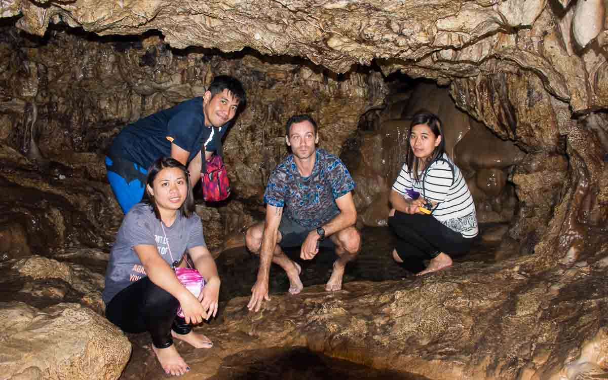 Hanah, Nathaniel, Jasper, and Alex in Sumaguing Cave