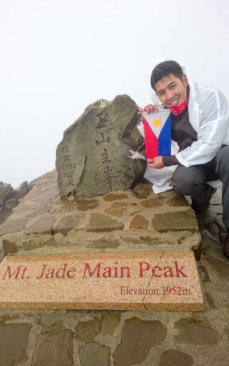 Nathaniel at the summit of Mount Yushan