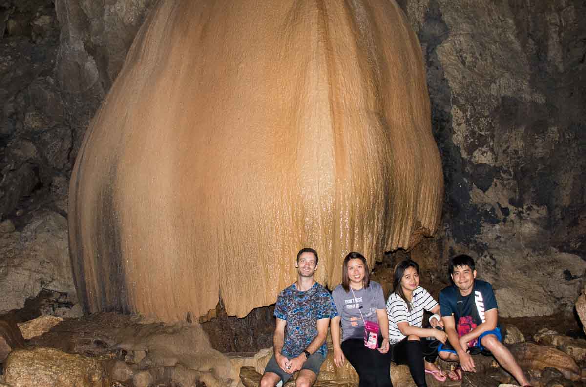 Jasper, Hanah, Alex, and Nathaniel exploring Sumaguing Cave