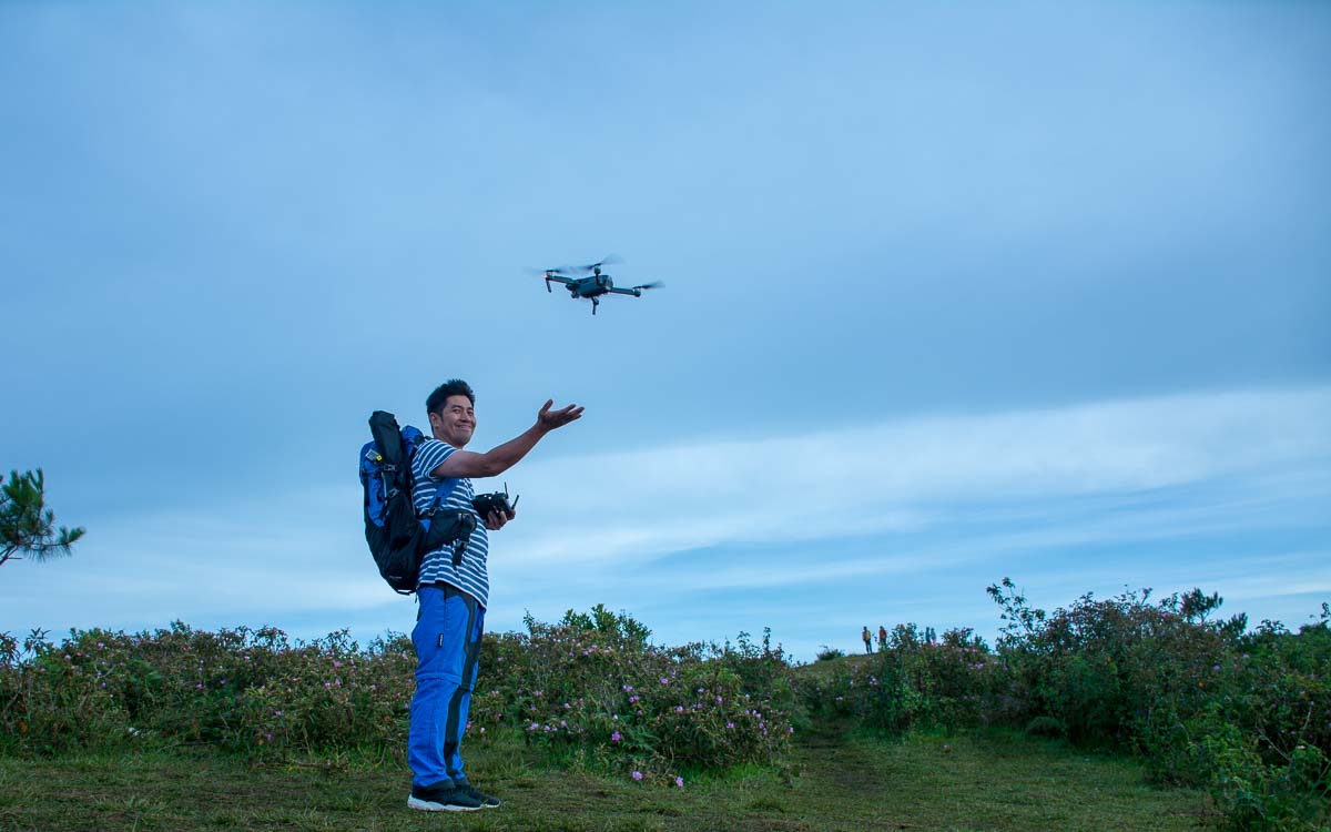 Nathaniel flying his drone