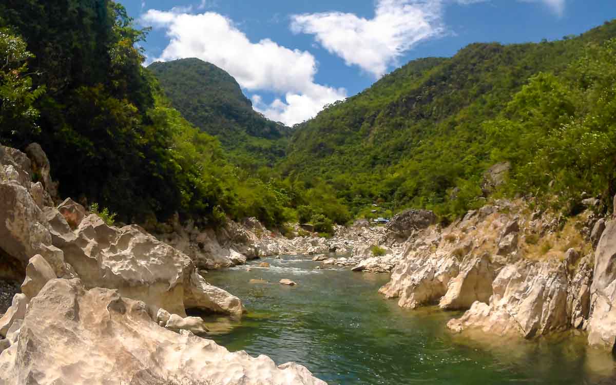 Tinipak River running through a rocky limestone area