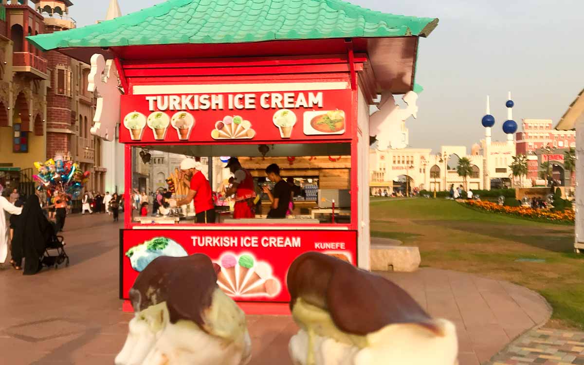International cuisine and food stalls at Global Village Dubai