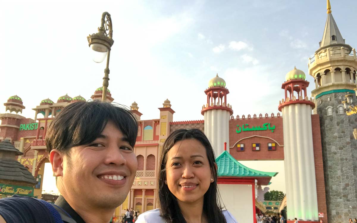Nathaniel and Joanna in front of Pakistan pavilion