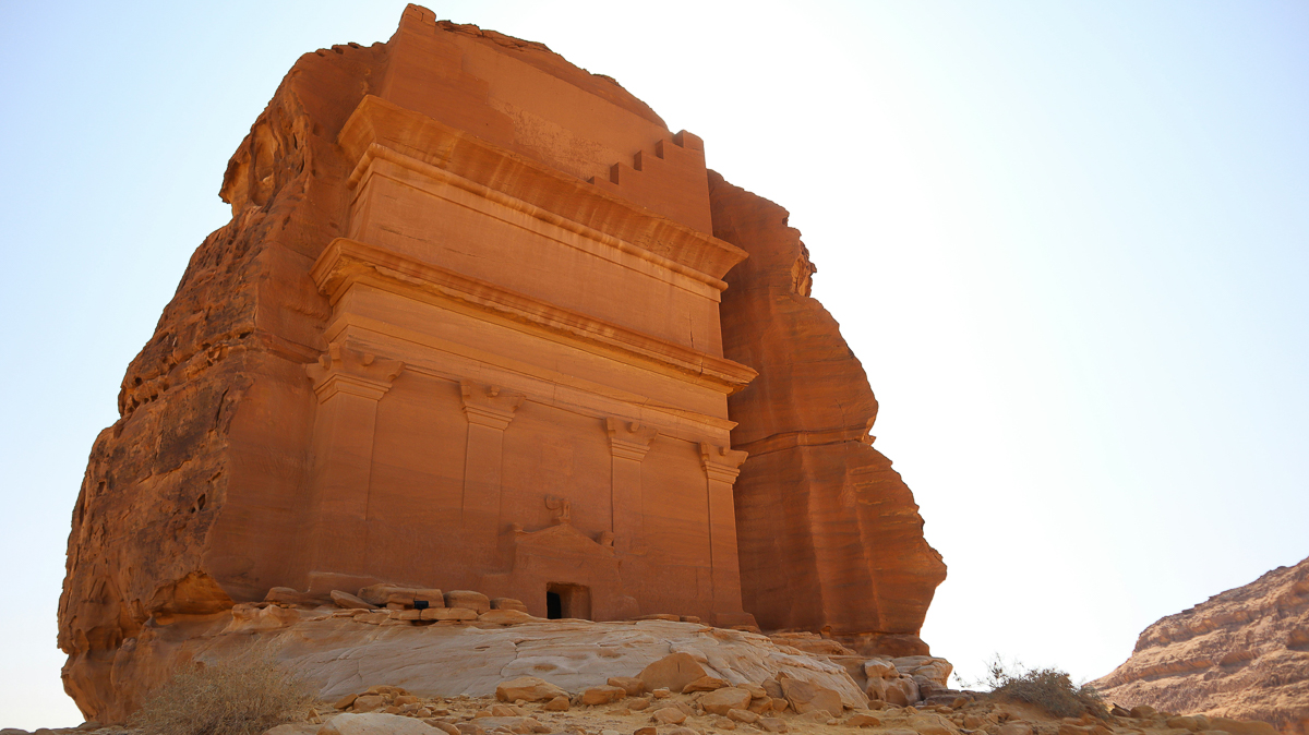 Hegra UNESCO World Heritage site in Saudi Arabia featuring ancient rock-cut tombs and monumental structures.