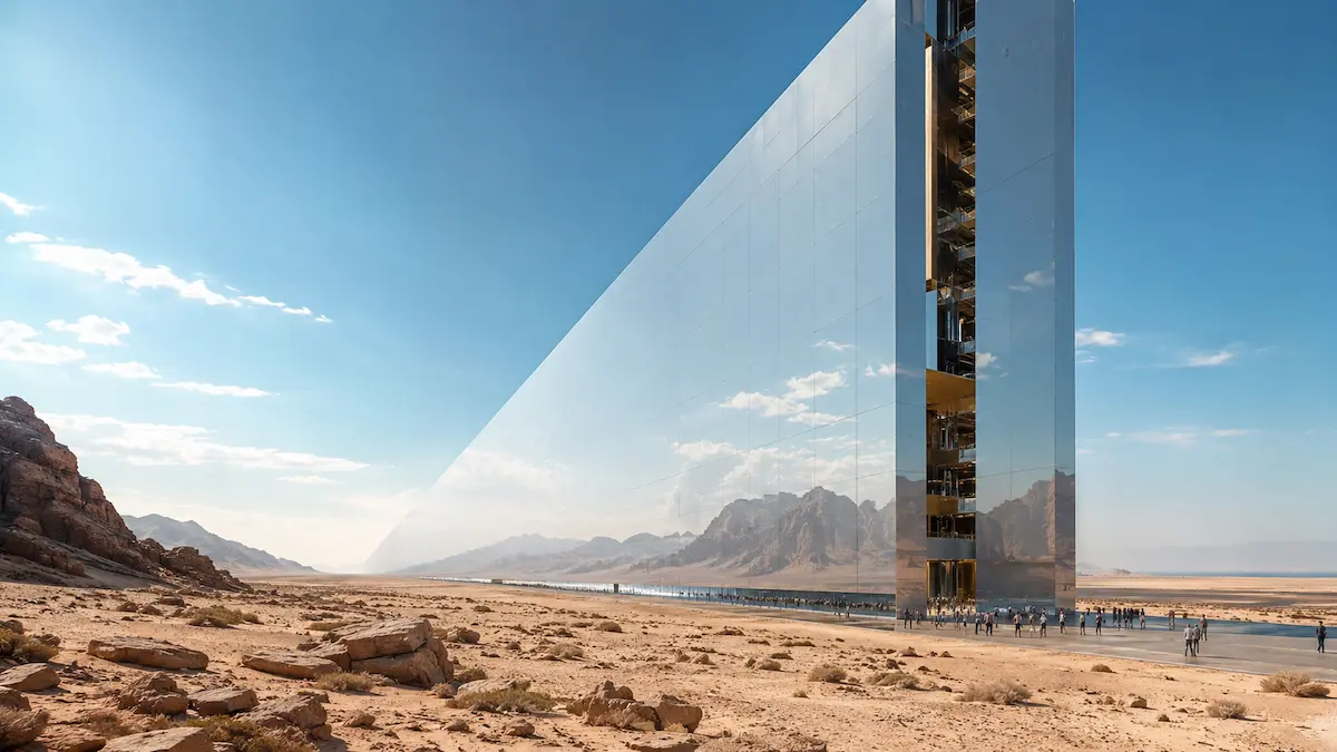 THE LINE futuristic vertical city concept visualization at NEOM Saudi Arabia